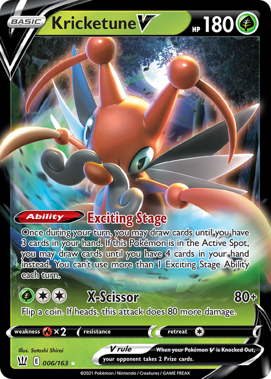 Kricketune V Pokémon Card 006/163 from Battle Styles