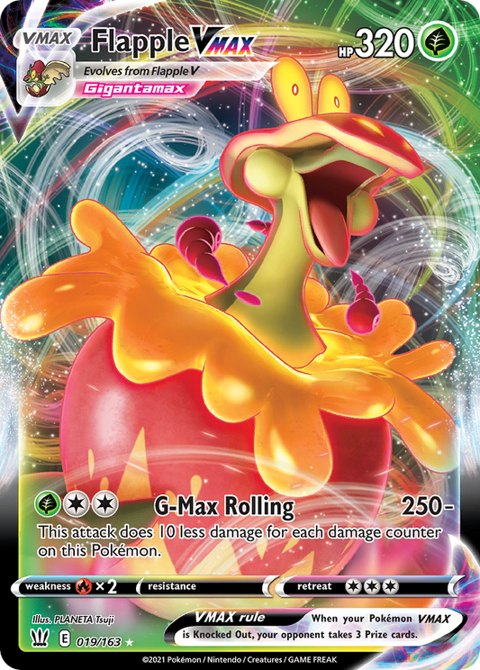 Flapple VMAX Pokémon Card 019/163 from Battle Styles