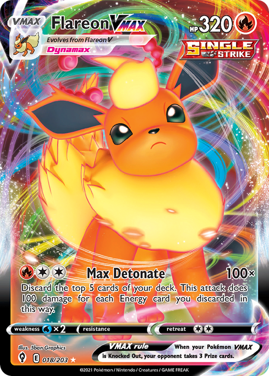 Flareon VMAX Pokémon Card 018/203 from Evolving Skies