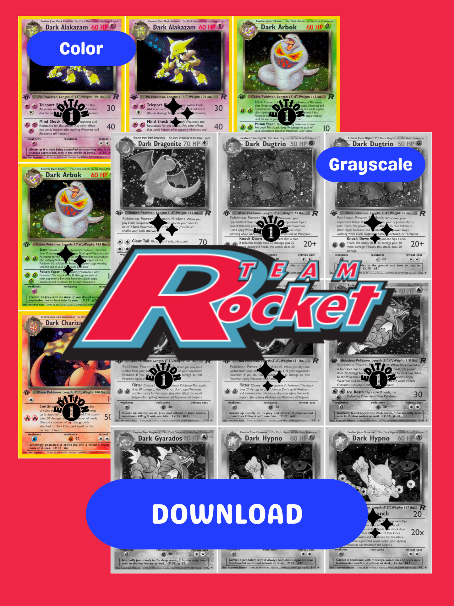 Base: Team Rocket Printable Master and Complete Set Binder Placeholders + Checklist (Digital Download)