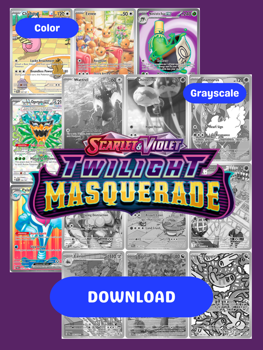 Scarlet & Violet: Twilight Masquerade Printable Master and Complete Set Binder Placeholders + Checklist (Digital Download)