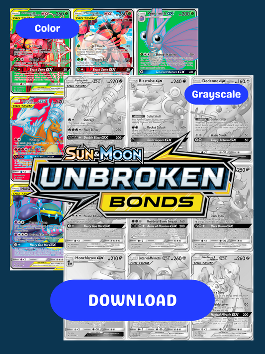Sun & Moon: Unbroken Bonds Printable Master and Complete Set Binder Placeholders + Checklist (Digital Download)