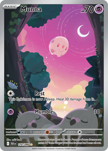 Munna Pokémon Card 116/086 from Black Bolt
