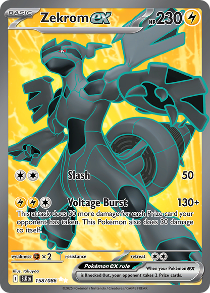 Zekrom ex Pokémon Card 158/086 from Black Bolt
