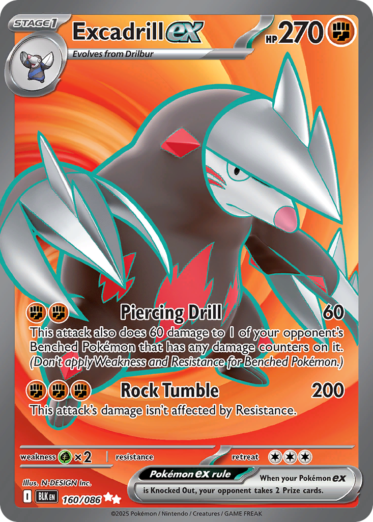 Excadrill ex Pokémon Card 160/086 from Black Bolt